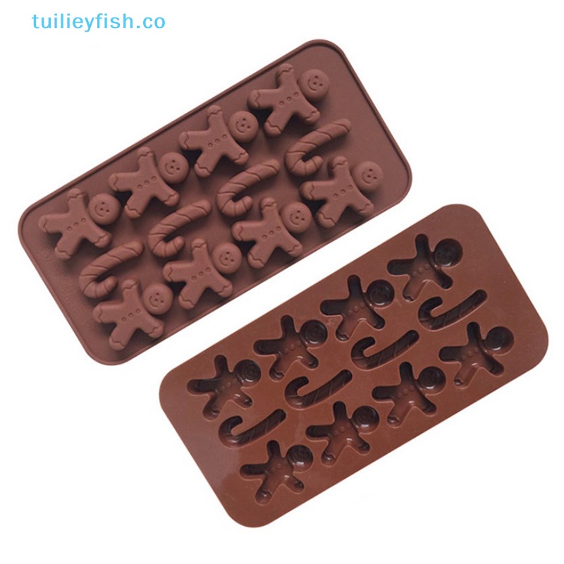 Tuilieyfish hình dạng giáng sinh silicone khuôn sô cô la non- fondant cookie khay nướng xmas cây kẹo bánh gừng người đàn ông quà tặng khuôn công cụ co