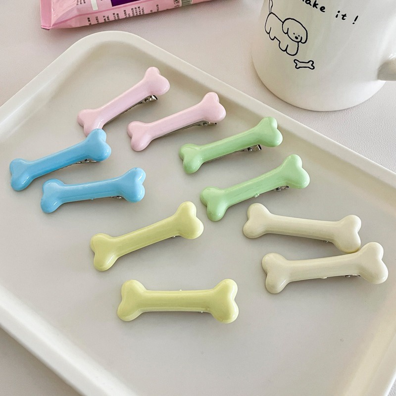 Kẹp Tóc Màu Kẹo Hình Xương Cún Phong Cách Nhật Bản Và Hàn Quốc Ngọt Ngào Dễ Thương Dành Cho Bạn Gái YR