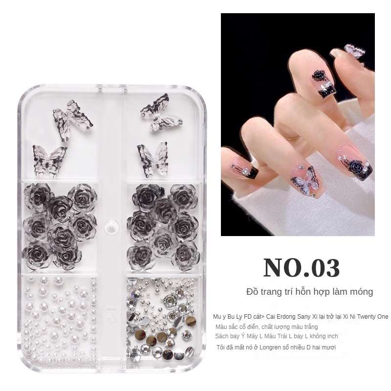 Trang trí nail Hộp Đựng Phụ Kiện Trang Sức Đính Đá Trang Trí Móng Tay Phong Cách Mới