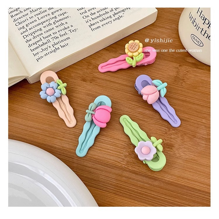 Kẹp Tóc Trang Trí Hoa Màu Kẹo Dễ Thương Dùng Làm Quà Tặng Sinh Nhật