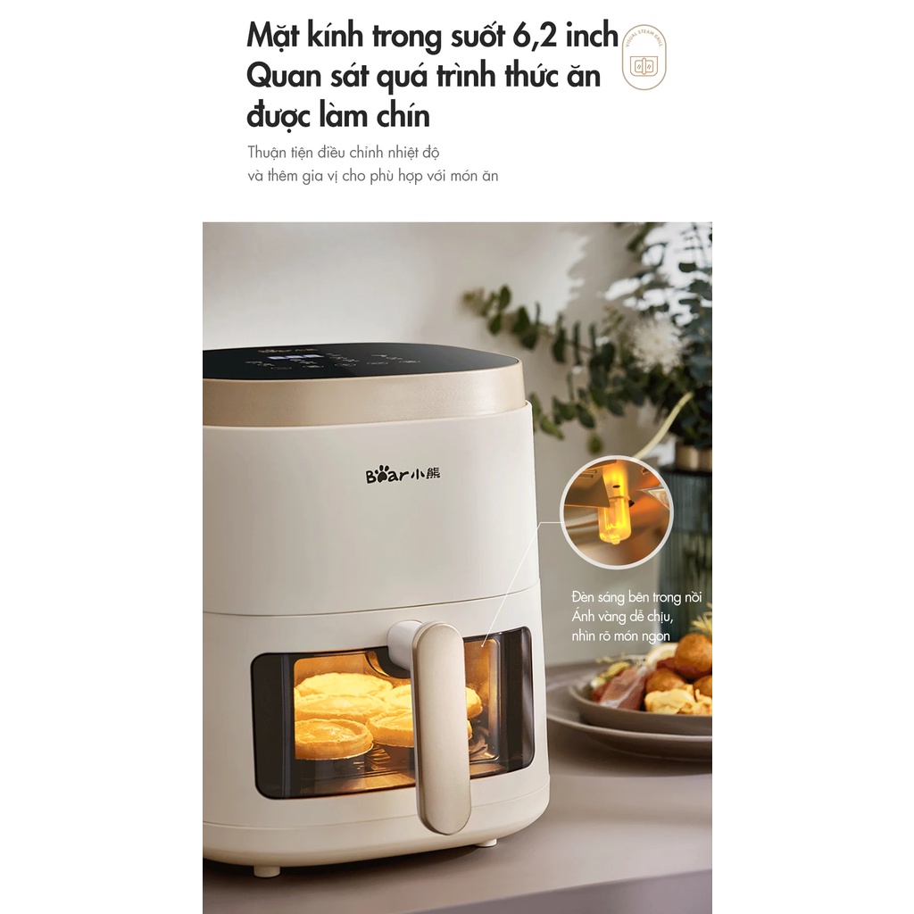 Nồi Chiên Không Dầu 5L Bear QZG-F15E3 - Hàng Chính Hãng