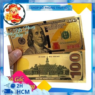 Tờ tiền 100usd lưu niệm plastic mạ vàng 24k phong thuỷ may mắn