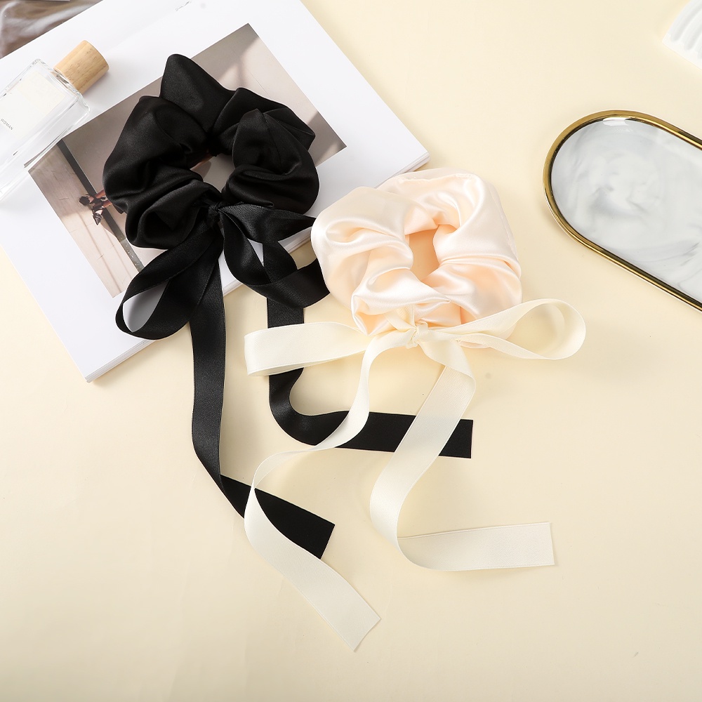 Vòng buộc tóc lớn Haimeikang nơ ruy băng satin màu trơn thanh lịch