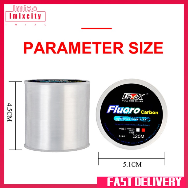 Imixcity 1 cuộn dây câu cá tráng fluorocarbon 120m 5lb-34lb dòng chính dòng phụ câu cá lure chìm