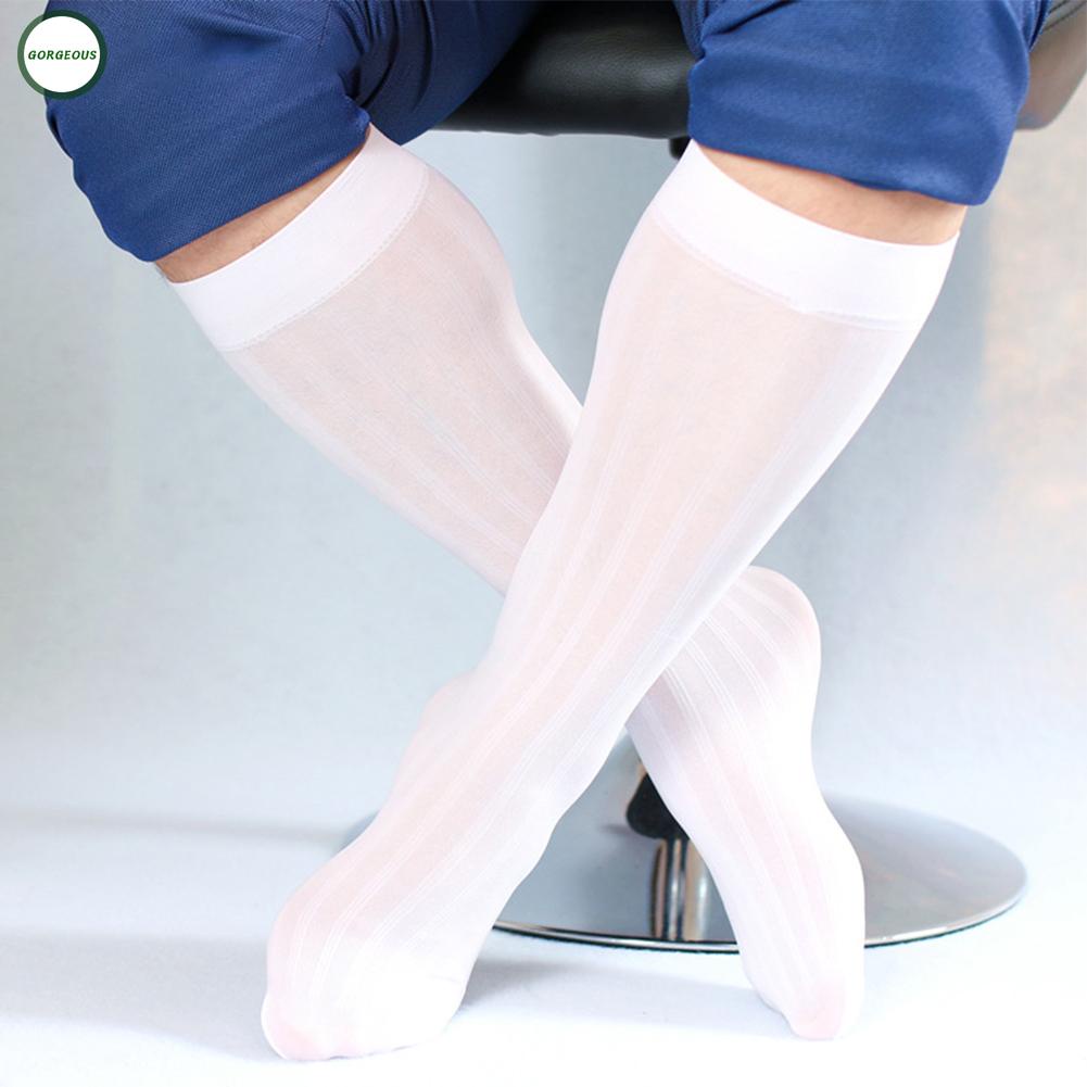 New Coming~Male Nylon Sexy Sheer Silky Stockings Striped Thin Breathable Business#Home Essentialses