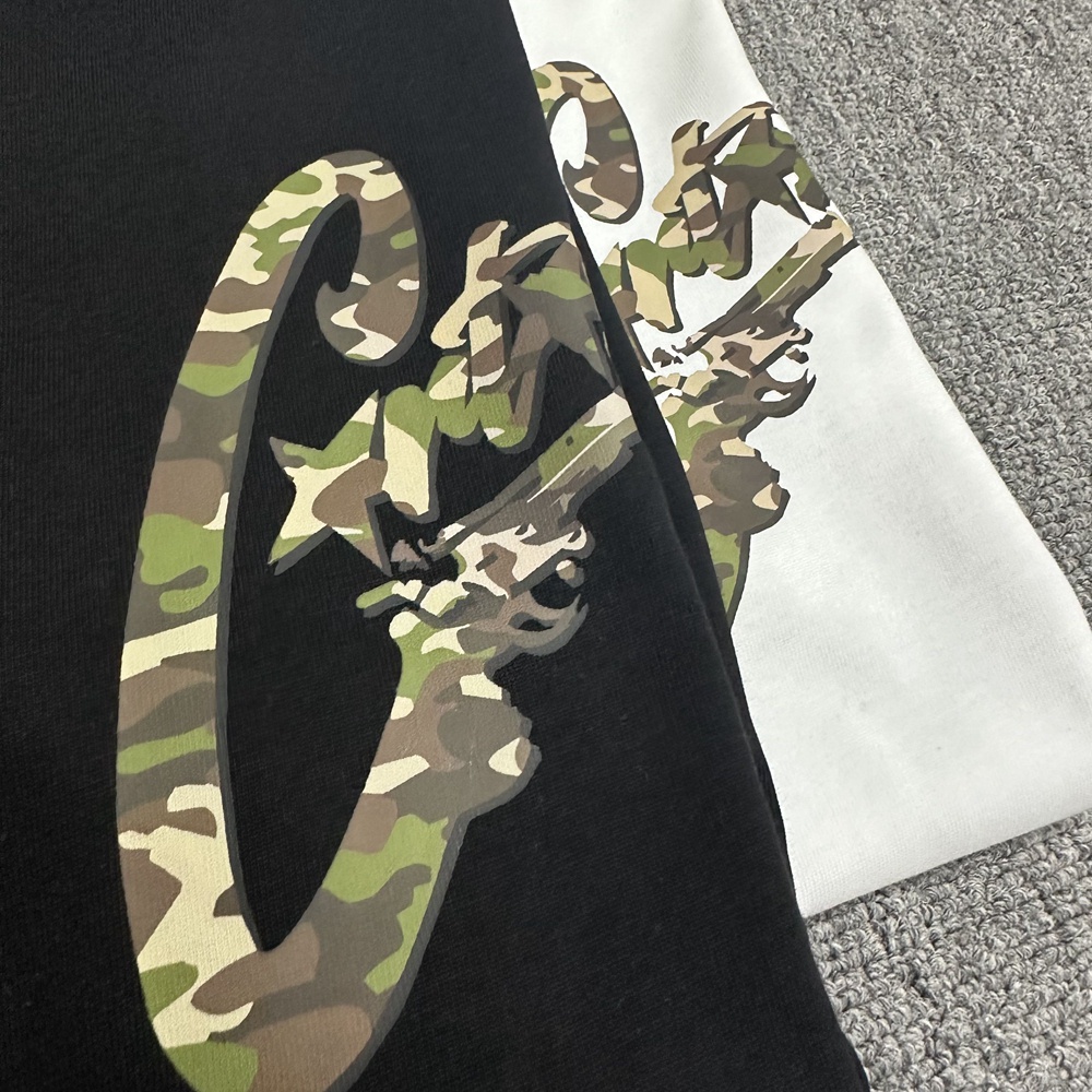 Corteiz alcatraz logo ngụy trang in đường phố mùa hè lỏng lẻo xu hướng giản dị ngắn tay áo t-shirt nam