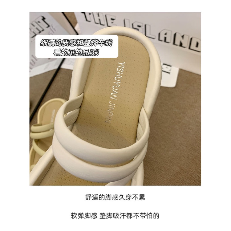 Dép hoa dép nữ influencer 2023 phong cách mới mùa hè có thể mặc bên ngoài thời trang dày-soled beach all-match anti