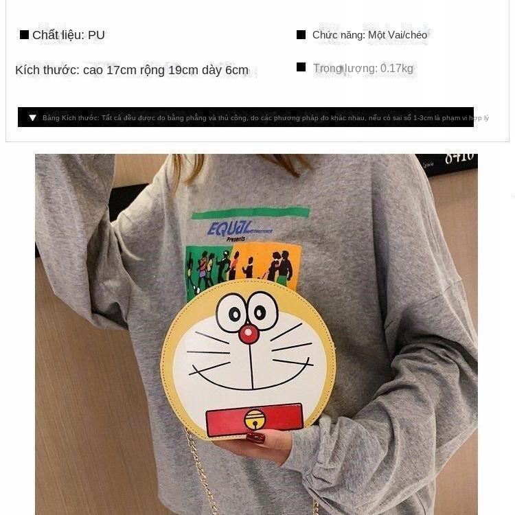 Túi dễ thương nữ thời trang phim hoạt hình vui nhộn tinkerbell mèo đeo vai túi tròn messenger túi doraemon