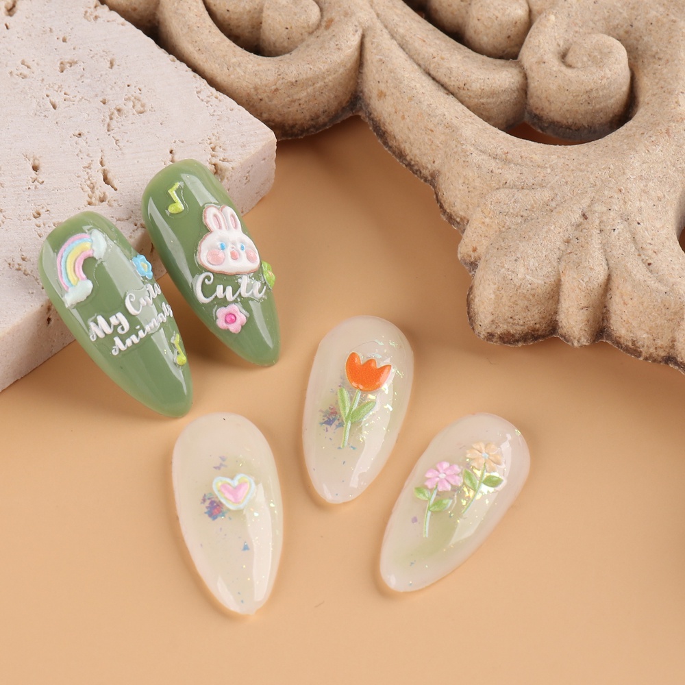 Miếng Dán Trang Trí Móng Tay 5D Dập Nổi Họa Tiết Hoạt Hình Dễ Thương