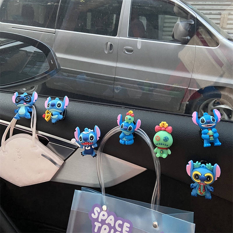 Cartoon Car Sticky Hook Car Co-Pilot Front Row Stitch Stitch Cute Storage Small Hook Car Interior Decoration THeE