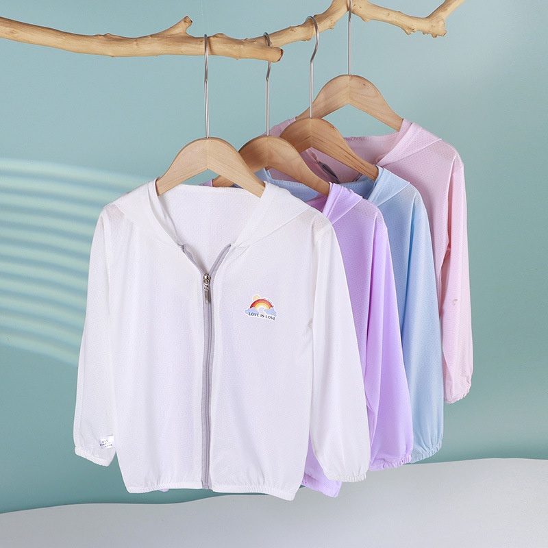 Áo Khoác Cardigan Chống Nắng Bằng Lụa Lạnh Thoáng Khí Kích Thước 80-150cm Dành Cho Bé Trai Và Bé Gái