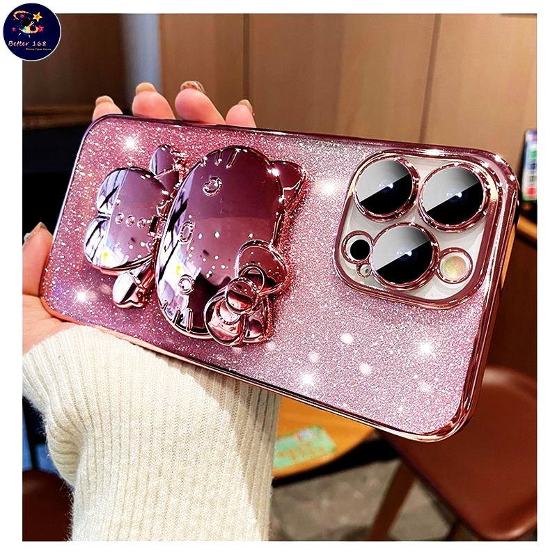 Ốp Điện Thoại Silicon Gắn Gương Trang Điểm Hình Hello Kitty Cho IPhone 11 12 13 Pro Max 14 Plus