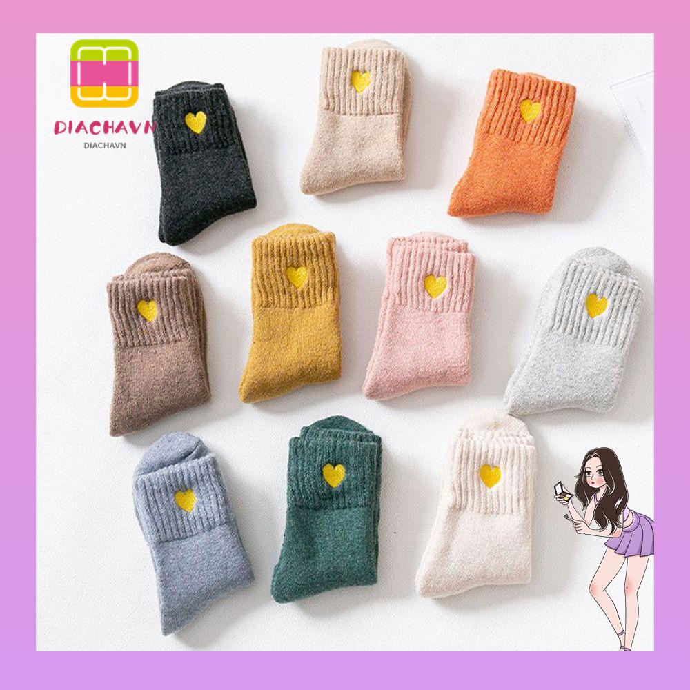 Vớ Cotton Len Cashmere Dày Dặn Giữ Ấm Chất Lượng Cao Cho Nữ