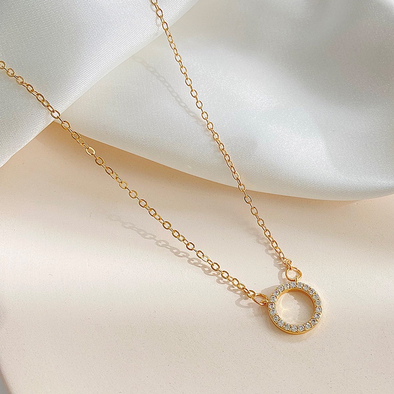 Vòng cổ Mặt Tròn Nhỏ Đính Đá Zircon Đơn Giản Sang Trọng Cho Nữ