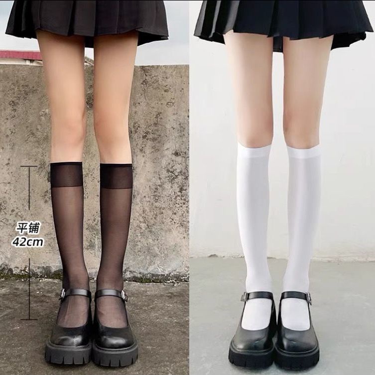 [M &amp; E] Vớ Dài Qua Gối Lụa Mỏng Màu Trắng Thời Trang Mùa Hè Cho Nữ20230759