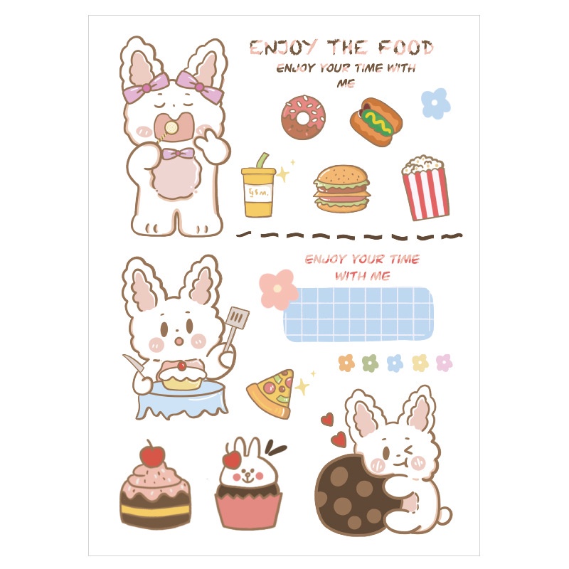 Sticker Dán Trang Trí Sổ Tay Hình Gấu Thỏ Đáng Yêu