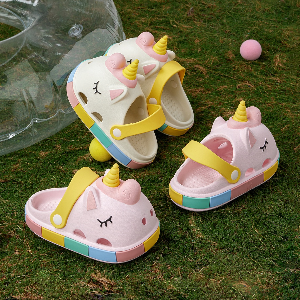 Cheerful Mario Dép Crocs Công Chúa Đế Mềm Chống Trượt In Hình Kỳ Lân Mario Thời Trang Mùa Hè Cho Bé Gái