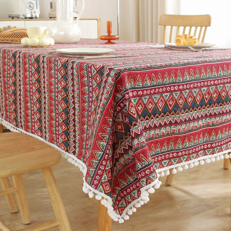 Khăn Trải Bàn Hình Chữ Nhật Chất Liệu Cotton Lanh Chống Bụi Phong Cách Nhật Bản Ốp