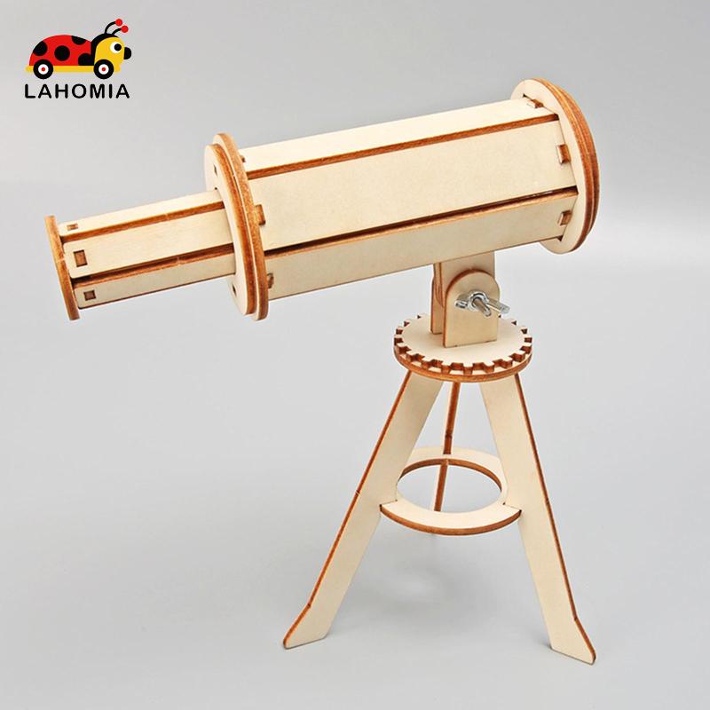 LAHOMIA Mô hình kính thiên văn DIY bằng gỗ 3D với giá đỡ ba chân đồ chơi giáo dục khoa học