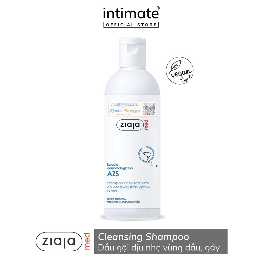 Dầu Gội Dưỡng Ẩm Ziaja Med Atopic Dermatitis Cleansing Shampoo Hỗ Trợ Làm Dịu Nhẹ Vùng Da Đầu 300ml