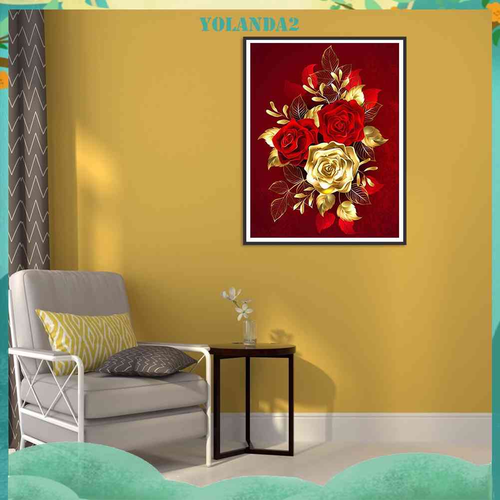 Tranh Đính Đá Kim Cương Toàn Bộ 5D DIY Hình Vẽ Hoa Trang Trí Nhà Cửa