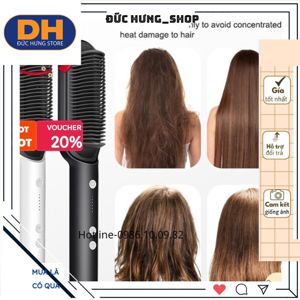 Lược Điện Chải Tóc Tạo Kiểu - Máy uốn tóc Siêu Tốc Hàn Quốc Công Nghệ Hiện Đại