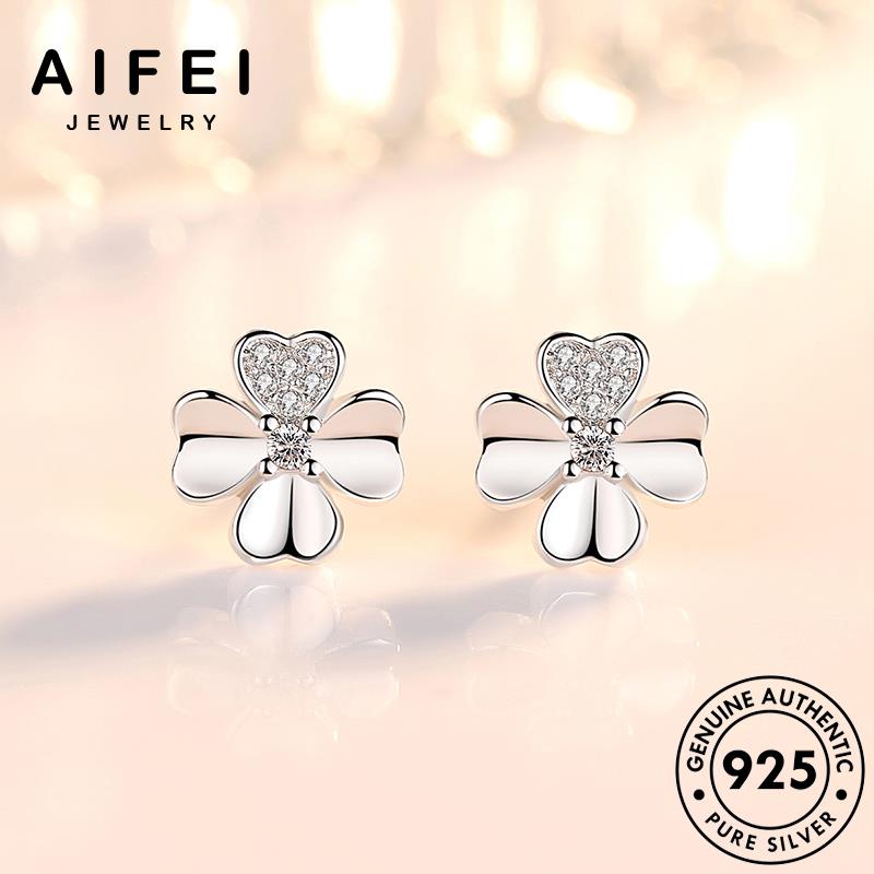 AIFEI JEWELRY trang ba thật hàn tai kiện thời yêu moissanite cương sức trang bông kim thời nữ bạc cỏ xỏ phụ nguyên quốc vành hình 925 tròn tình khuyên tua lá Thời bản E93