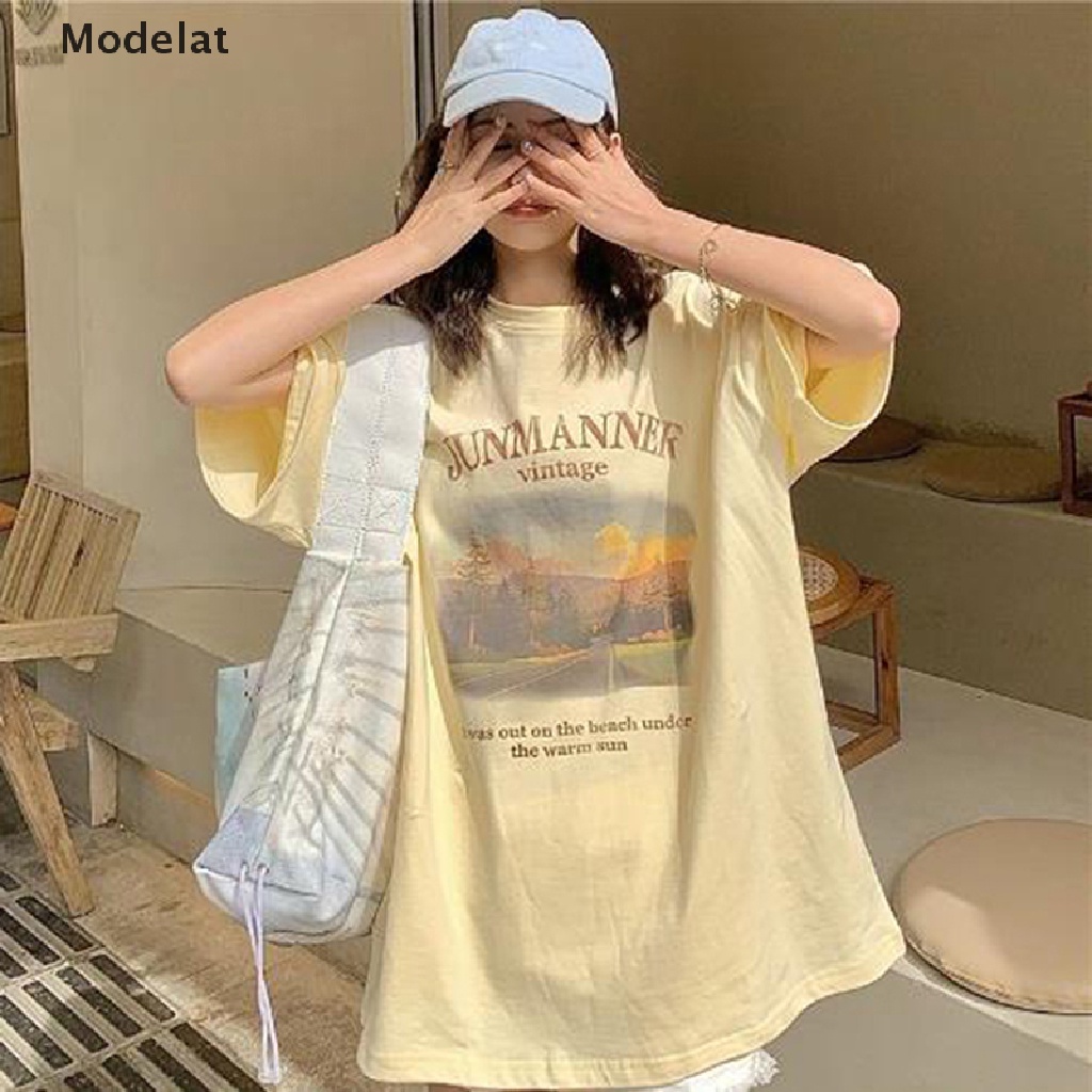 Áo Thun Tay Ngắn Cổ Tròn Dáng Rộng In Họa Tiết Thời Trang Mùa Hè Phong Cách Harajuku Cho Nữ