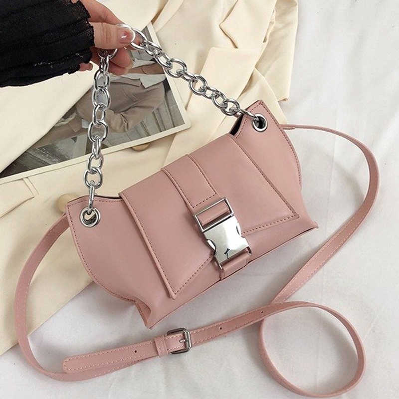 Ielgy Túi Đeo Vai Hình Vuông Nhỏ Có Khóa Cài Đơn Giản Kết Cấu Một Bên Vai Phong Cách Nước Ngoài