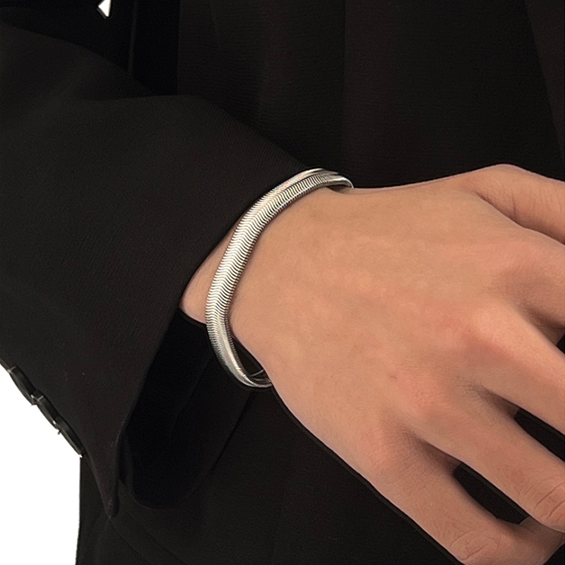 Vòng Tay Thép Titan Hình Xương Rắn Phong Cách Hip Hop Đường Phố Đơn Giản Cho Nam Và Nữ