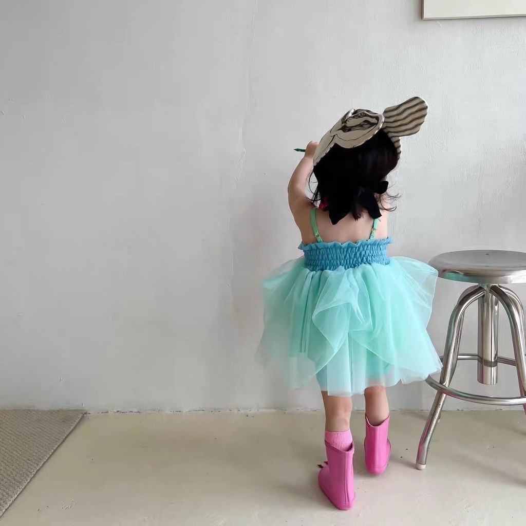 Đầm Công Chúa Phồng Phối Lưới Xinh Xắn Cho Bé Gái