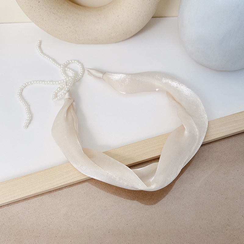 Băng Đô Cài Tóc Xốp Màu Cà Phê Trà Sữa Hình Đầu Lâu Đính Ngọc Trai Thời Trang Nhật Hàn