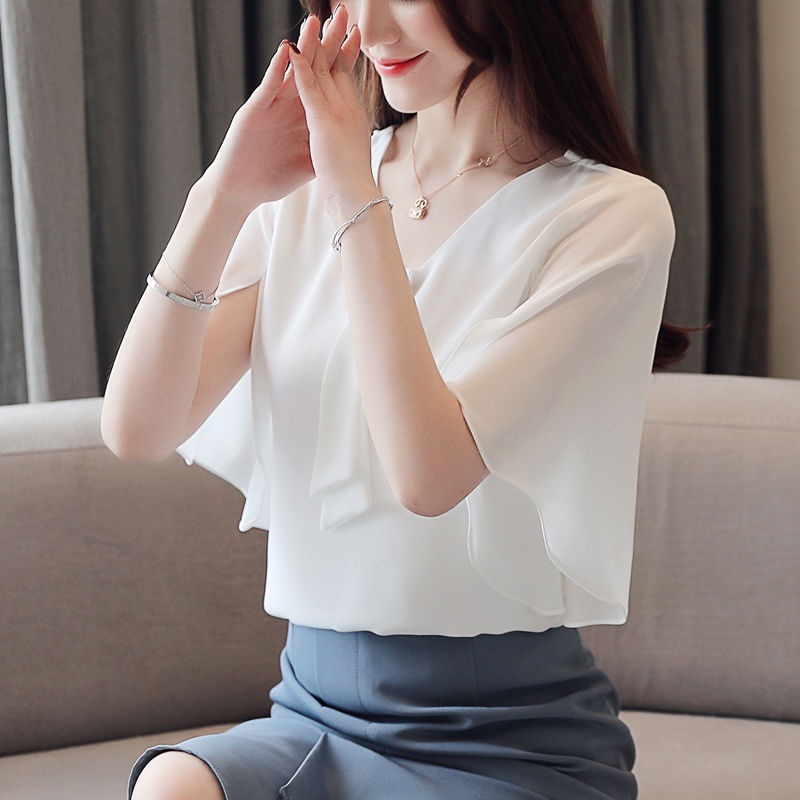 Áo Sơ Mi Chiffon Mỏng Tay Ngắn Phong Cách Hàn Quốc Thời Trang Mùa Hè 2023 Mới