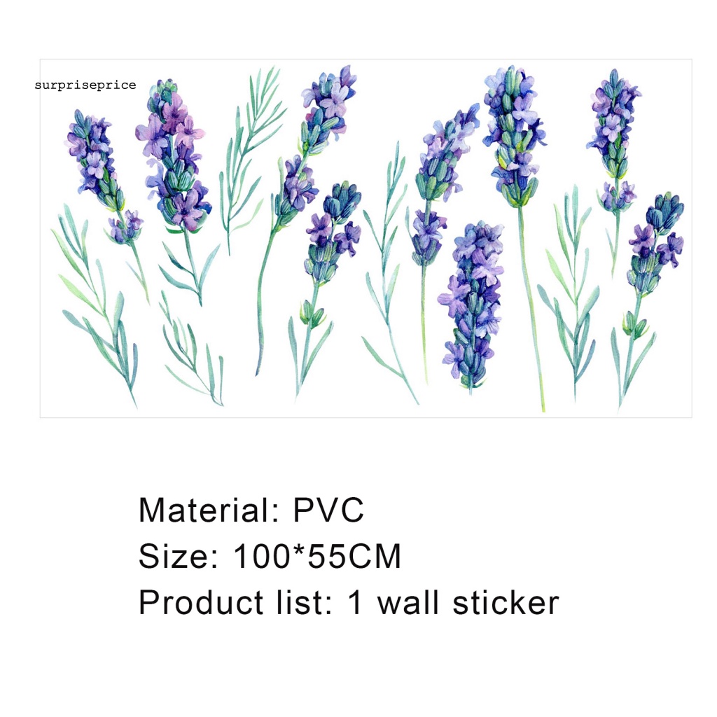 Sticker PVC Dán Tường Họa Tiết Hoa Oải Hương Tinh Tế Cho Phòng Ngủ