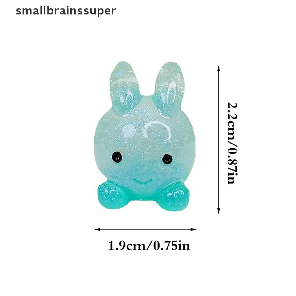 Set 5 Chú Thỏ Hoạt Hình Mini Bằng Nhựa Resin Phát Sáng Trang Trí Vườn Nhà Crafg