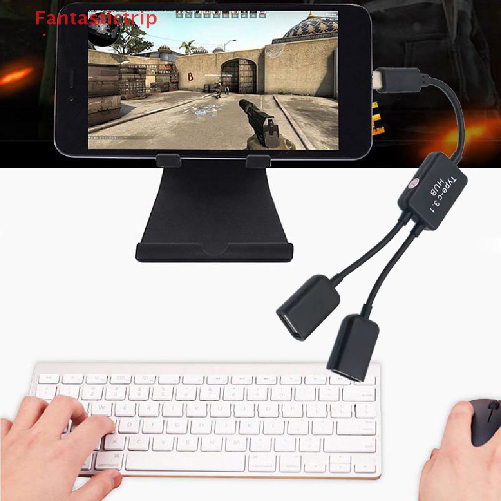 Dây Cáp Chia 2 Cổng Micro USB / Type C Sang 2 OTG Chữ Y Cho Máy Tính Bảng / Máy Tính Bảng / Android Mới