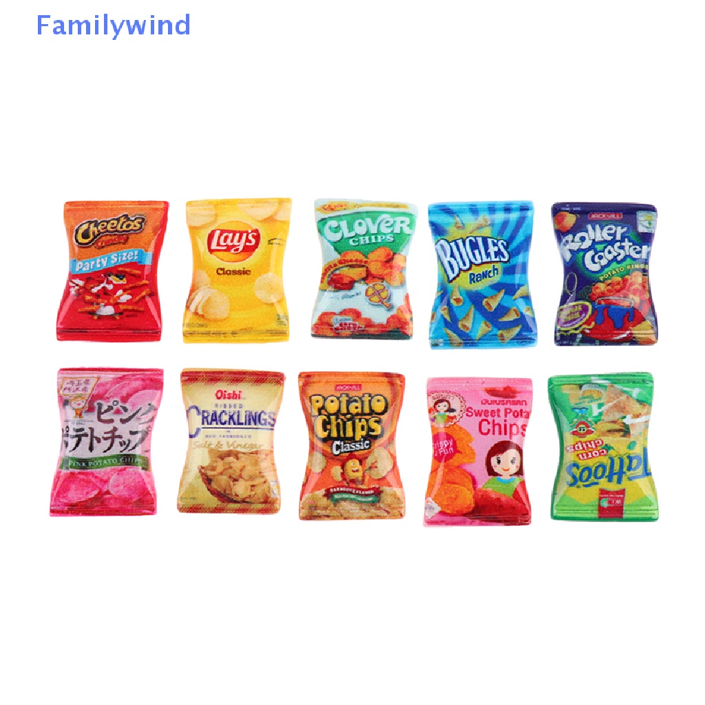 Set 10 Mô Hình Đồ Ăn Vặt / Khoai Tây Chiên / Kẹo Bằng Nhựa Resin Cho Nhà Búp Bê