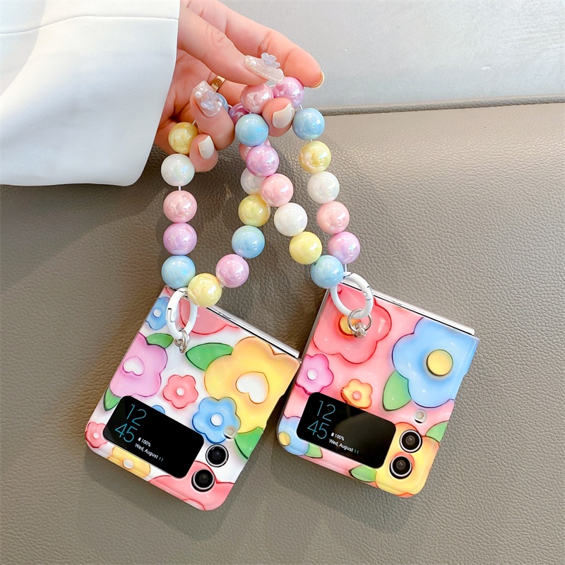 Ốp Điện Thoại TPU Mềm Chống Sốc In Họa Tiết Hoa 3D Gắn Kèm Dây Đeo Dành Cho Samsung Galaxy Z Flip 4 Z Flip 3 5G