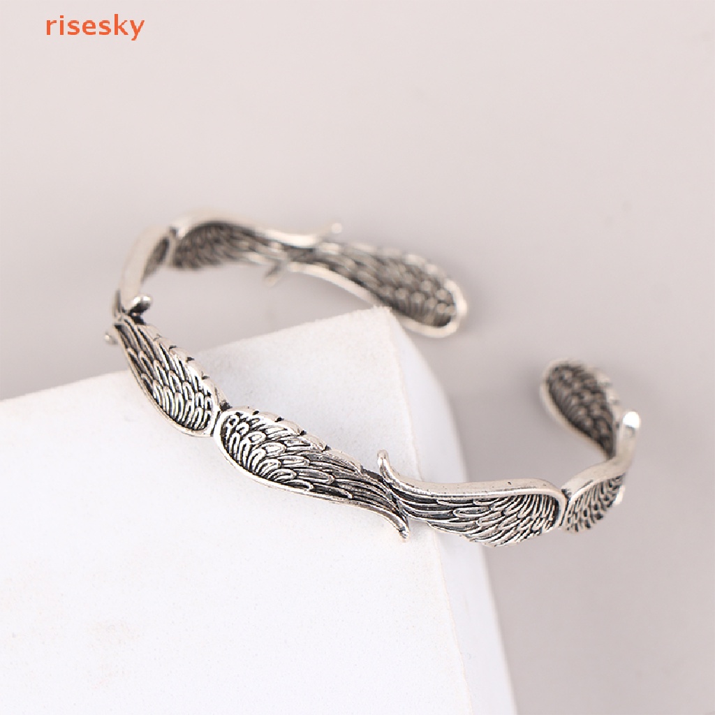Vòng Tay Hở Hình Đôi Cánh Thiên Thần Bằng Kim Loại Phong Cách Retro Sáng Tạo Dành Cho Nam Nữ