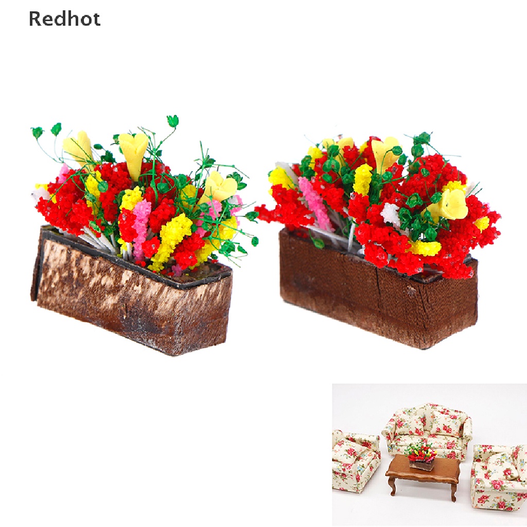 &lt; Redhot &gt; Chậu Hoa Mini Nhiều Màu Sắc Trang Trí Nhà Búp Bê 1 / 12