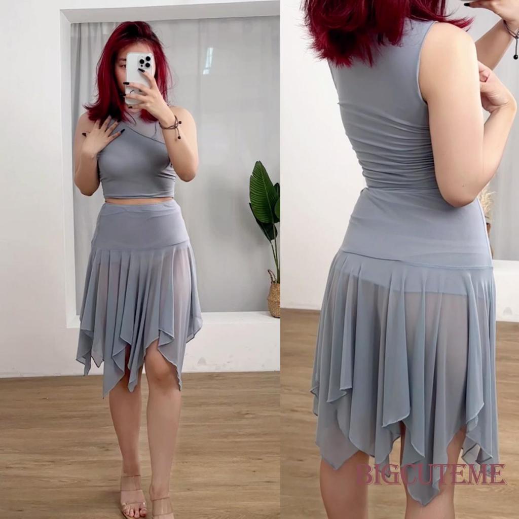 Áo Croptop Sát Nách Phối Lưới Phong Cách Thời Trang Mùa Hè Dành Cho Nữ