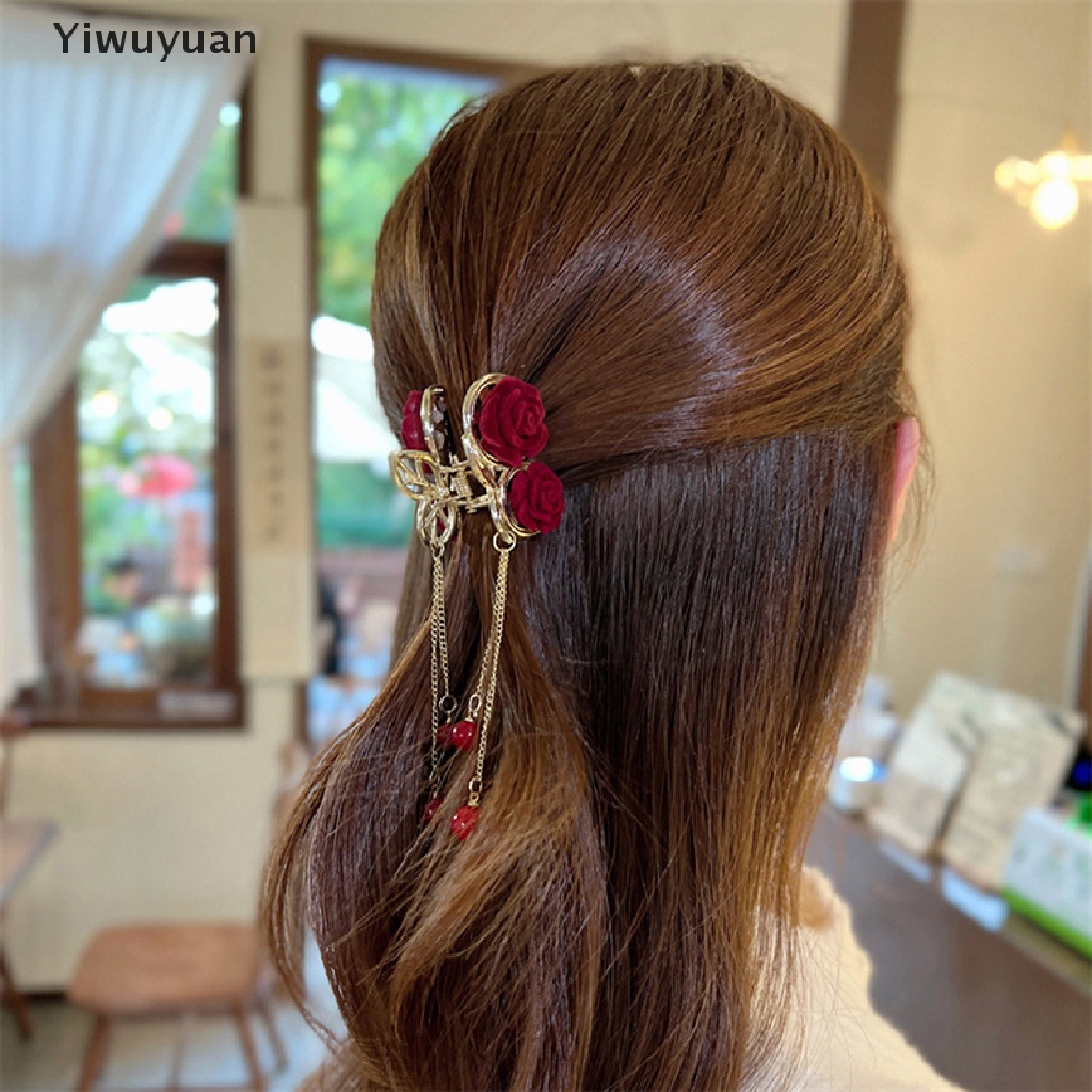 Kẹp Tóc Hoa Hồng Kim Loại Đính Đá Thời Trang Cho Nữ