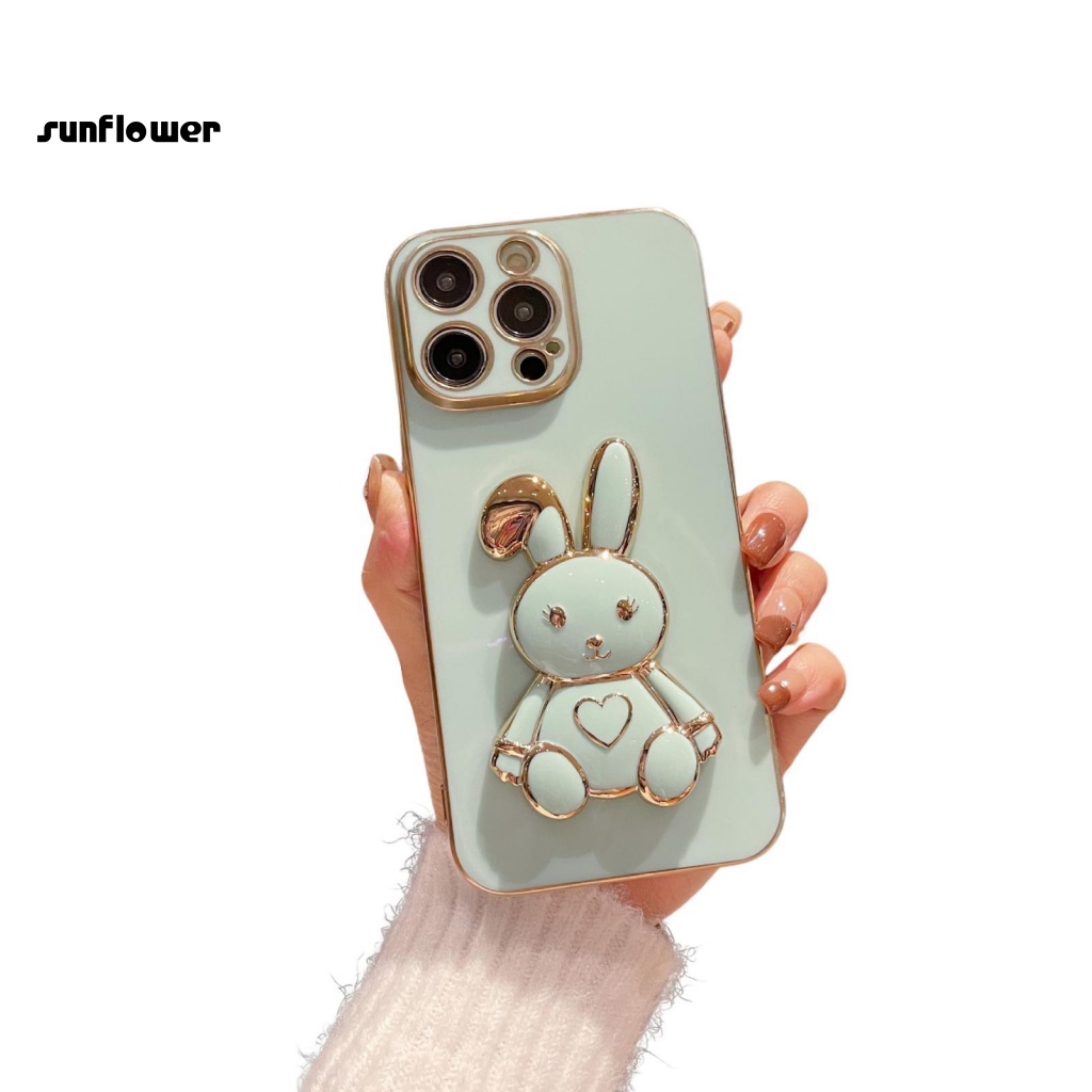 Ốp Điện Thoại Hấp Thụ Sốc Chống Mòn Bảo Vệ Toàn Diện In Họa Tiết Thỏ Có Giá Đỡ Cho Iphone 14 Pro / 14 Pro Max