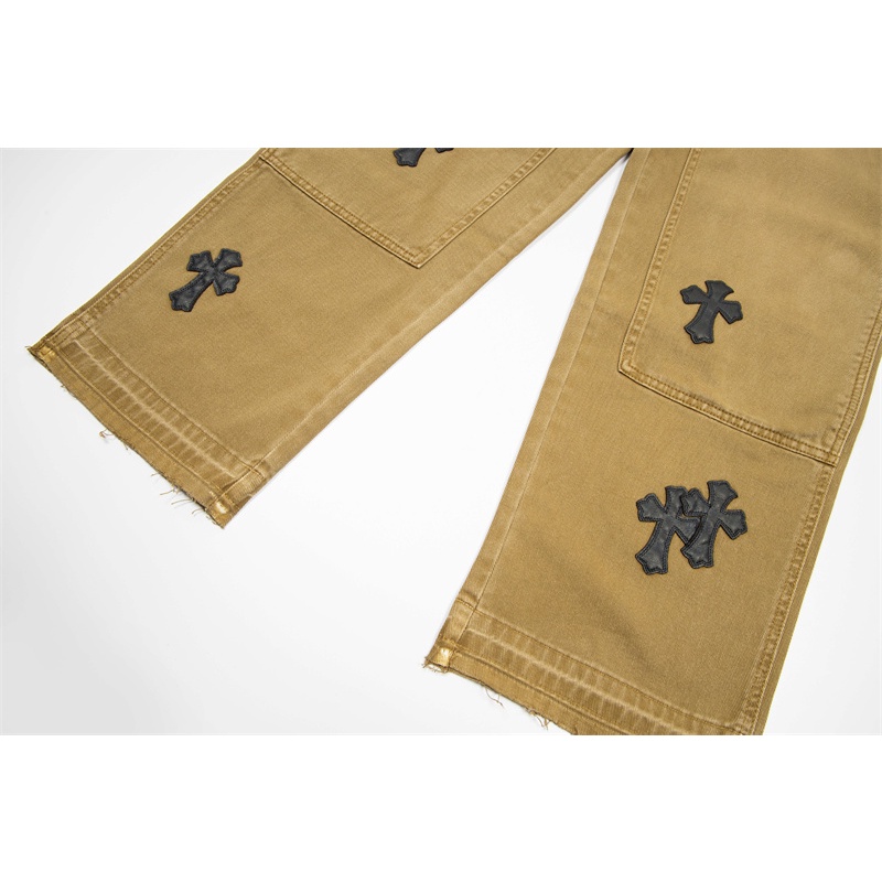 Chr-come Quần Yếm Da Thêu Họa Tiết Đường Phố Cao Cấp Thời Trang Mới Nhất Dành Cho Nam Và Nữ