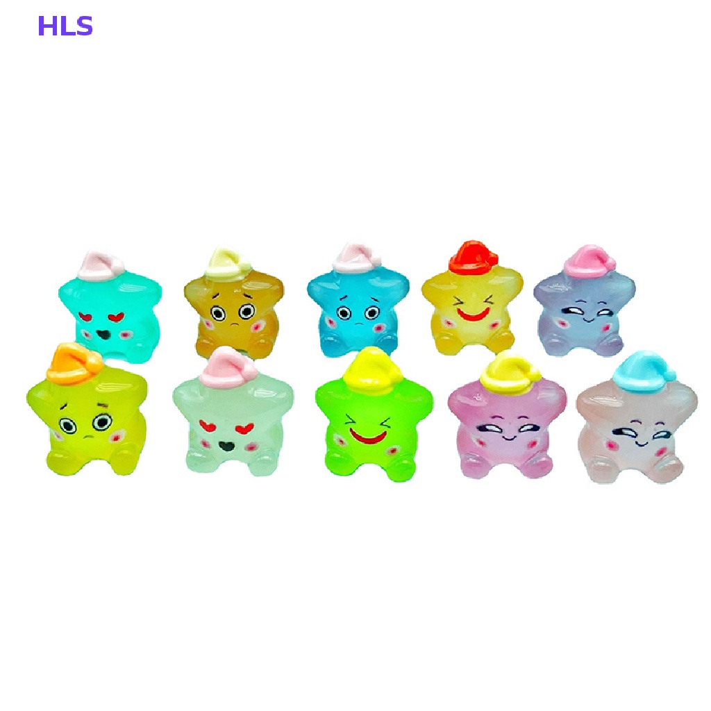 Bộ 2 Đồ trang trí Ngôi Sao Dạ Quang Mini Bằng Nhựa Resin Dễ Thương Dùng Trang Trí