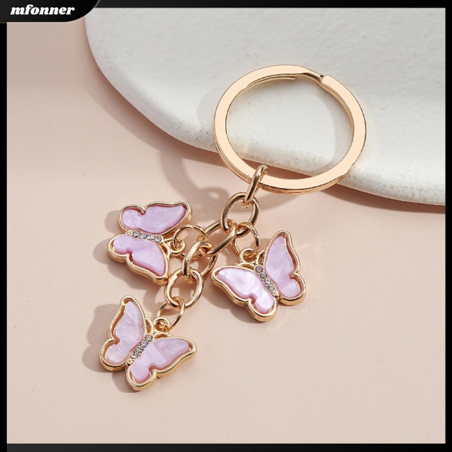 Móc Khóa Hình Bướm Đính Đá Nhiều Màu Sắc Dễ Thương