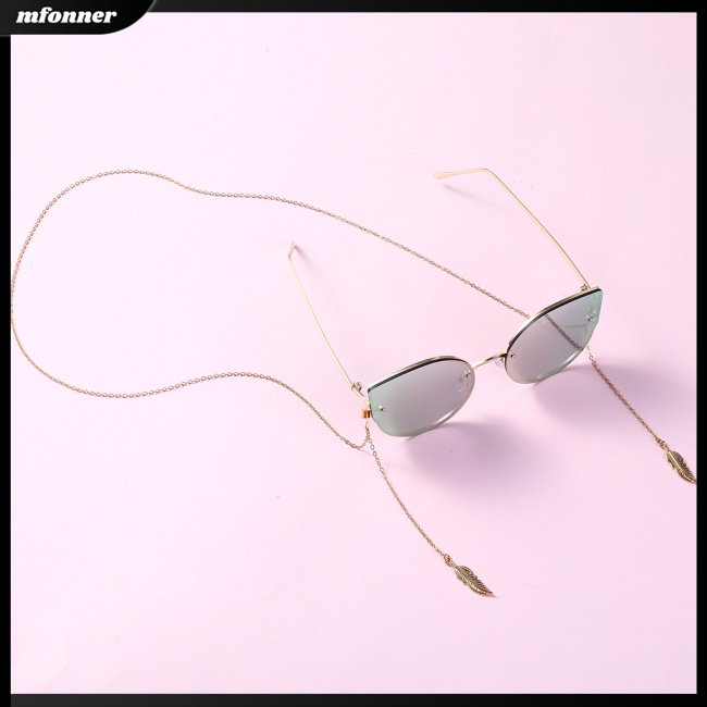 Dây Xích Đeo Mắt Kính Bằng Hợp Kim Chống Trượt Hình Chiếc Lá Màu Sắc Đơn Giản Cho Nữ