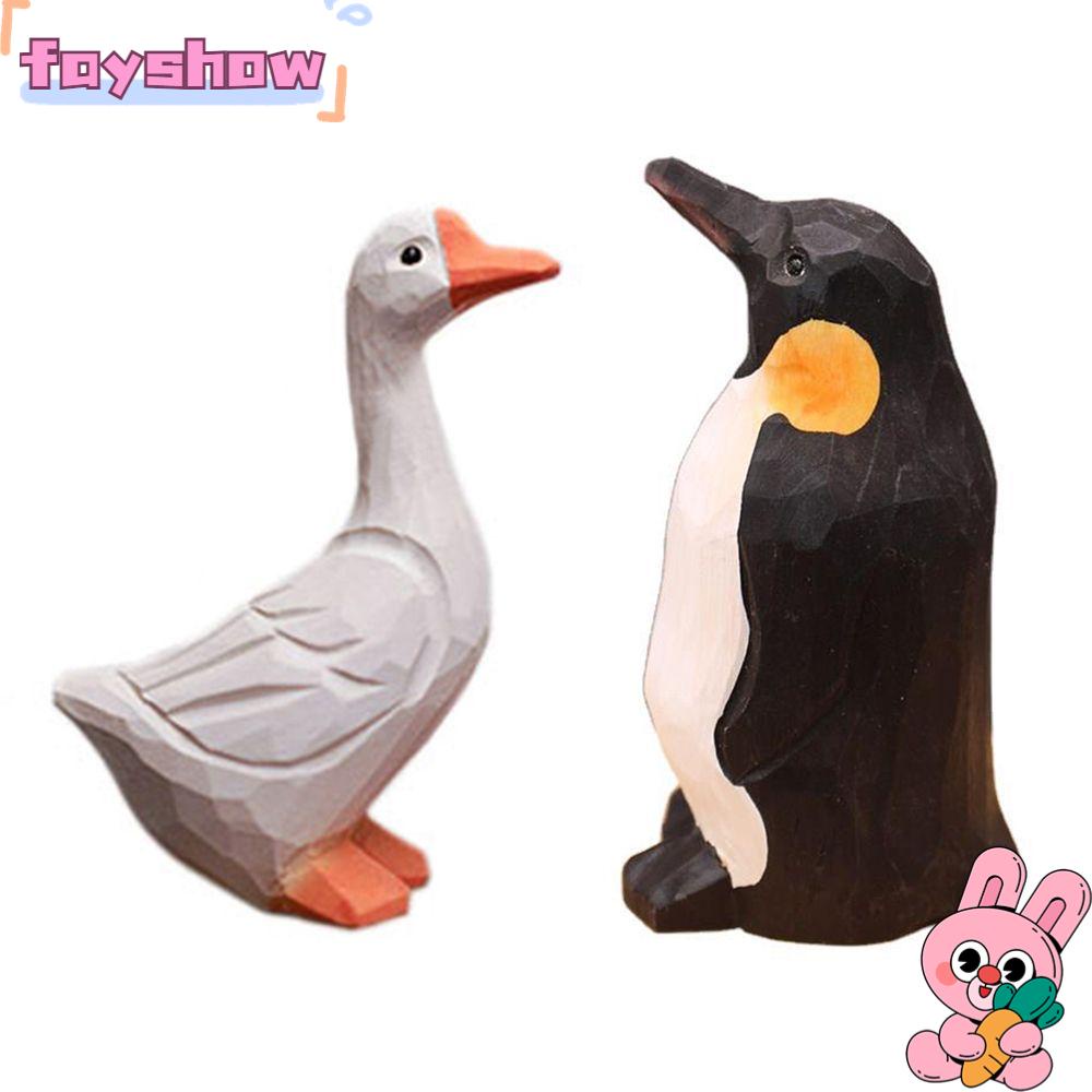 Tượng Chim Cánh Cụt Trắng Chạm Khắc Thủ Công Để Bàn Trang Trí