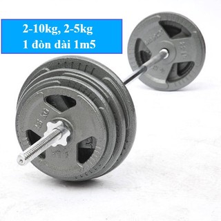 Combo đòn tạ 1m5 kèm 30kg tạ gang