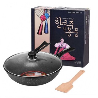Chảo đá chống dính sâu lòng Hàn Quốc, có nắp kính size 32cm